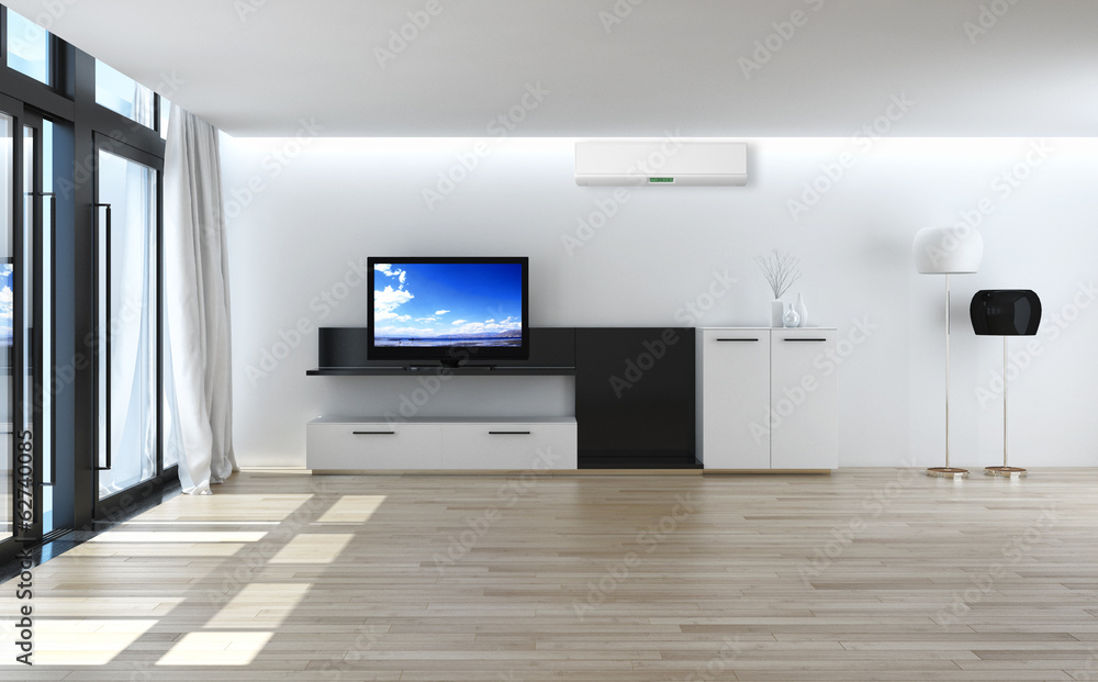 Living room with modern air conditioner Living room with modern air conditioner