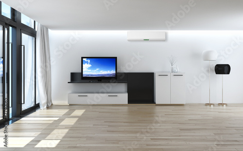 Living room with modern air conditioner