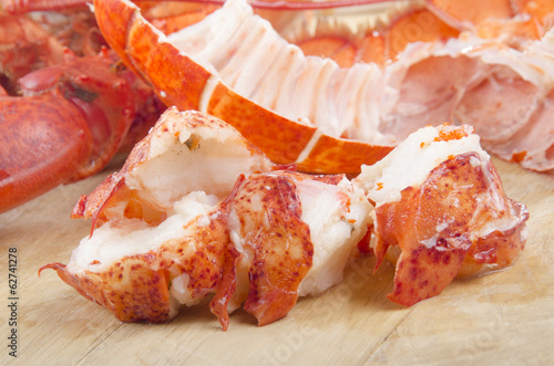 lobster meat on wooden board