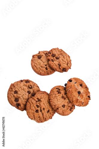 chocolate chip cookies on white