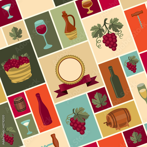 Illustration for wine, wineries and restaurants.