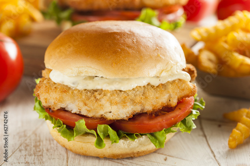 Photography Breaded Fish Sandwich with Tartar Sauce