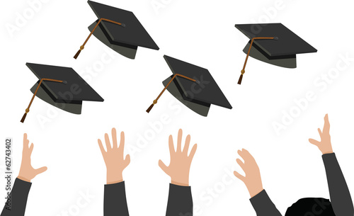 Tossing of Graduation Cap - Black Mortarboard