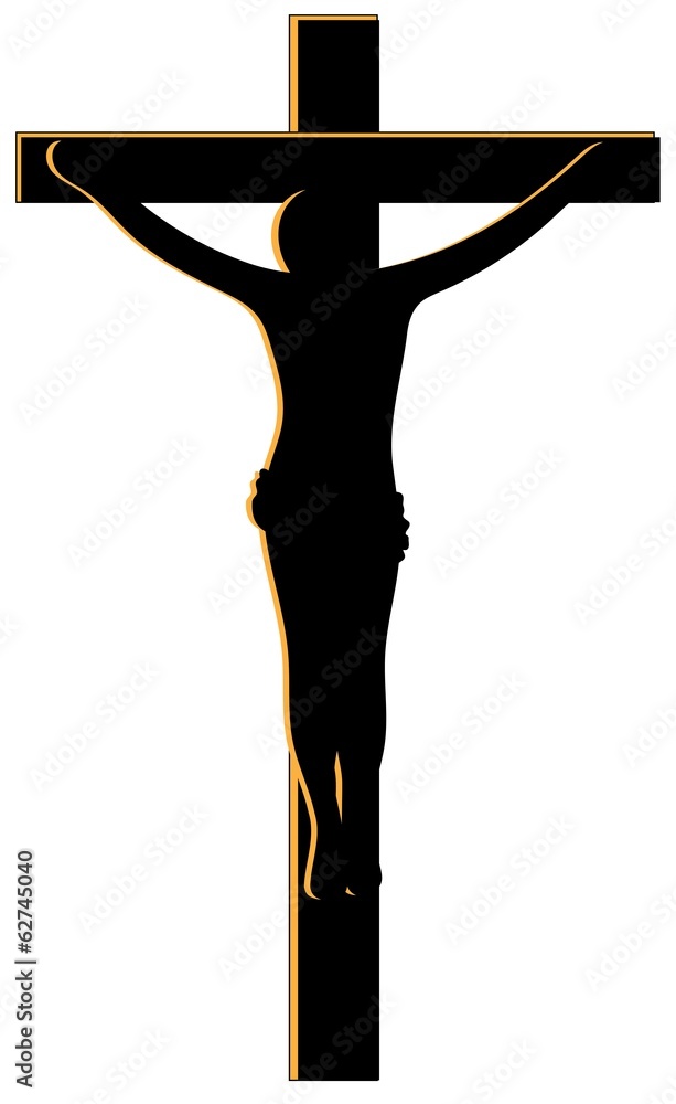 Crucifixion of Jesus Christ Silhouette - obrazy, fototapety, plakaty 