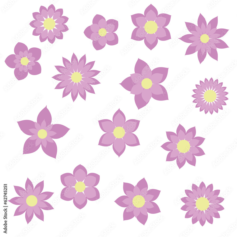 purple flowers with different shapes floral