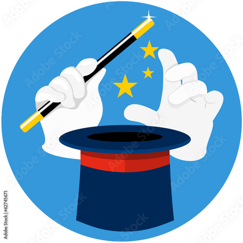 Magician's hands holding a magic wand