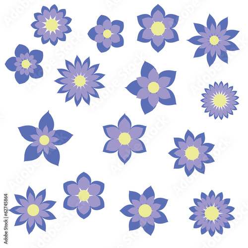 blue flowers with different floral shapes