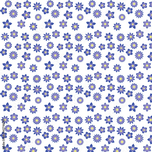 blue flowers with different shapes floral seamless pattern