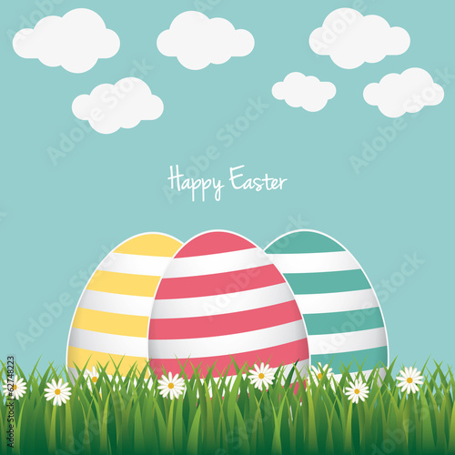 happy easter colorful eggs daisy meadow