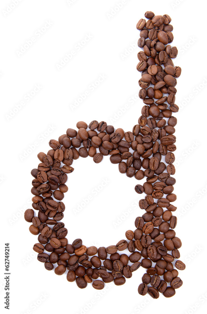 Alphabet from coffee beans isolated on white Alphabet from coffee beans isolated on white