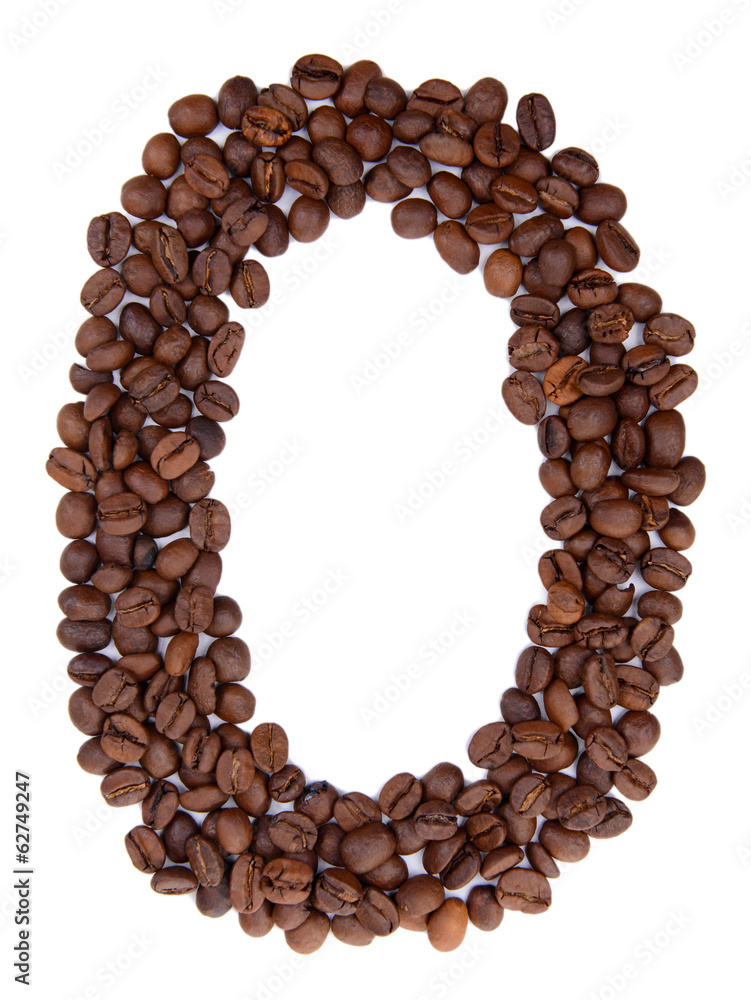 Alphabet from coffee beans isolated on white Alphabet from coffee beans isolated on white