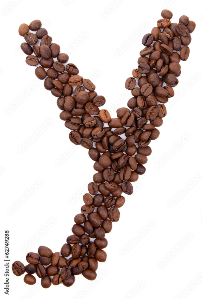 Alphabet from coffee beans isolated on white Alphabet from coffee beans isolated on white