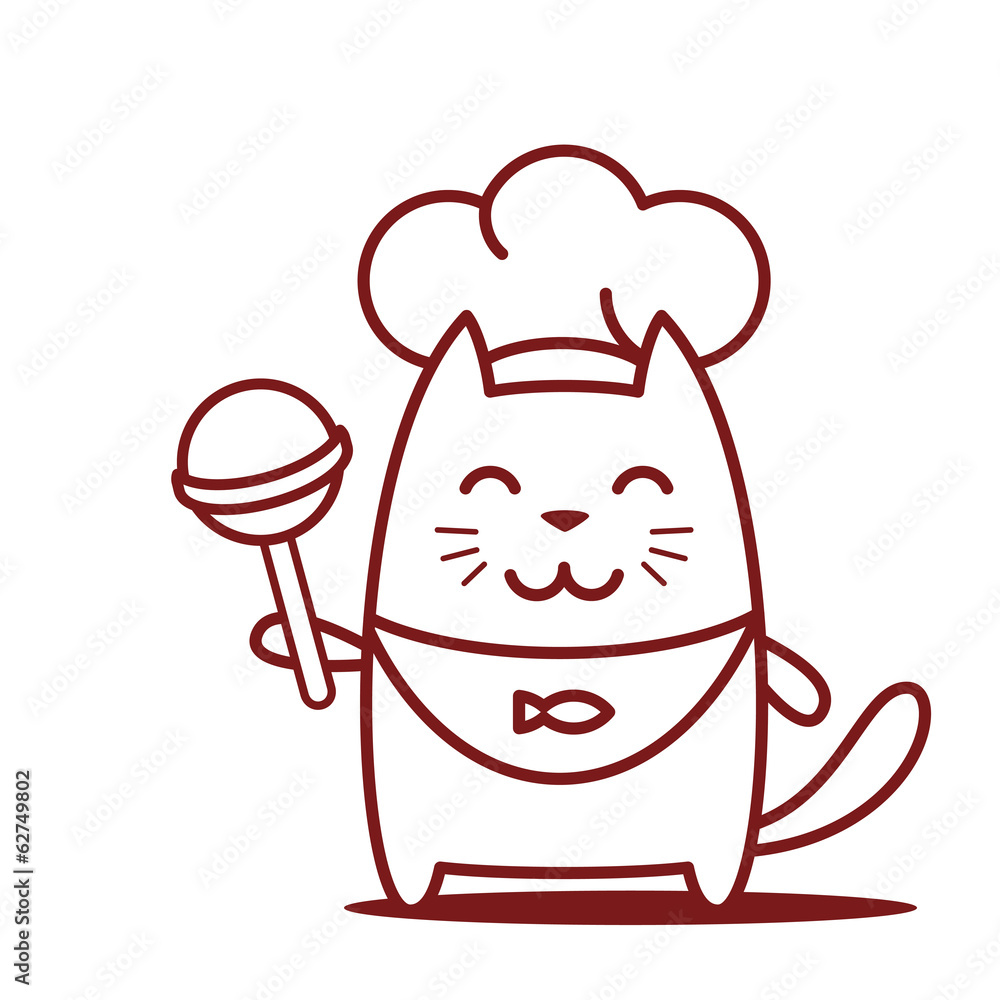 Character chef in a chef's hat line art Character chef in a chef's hat line art