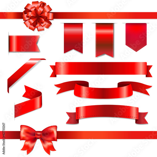 Red Bow With Ribbons Set