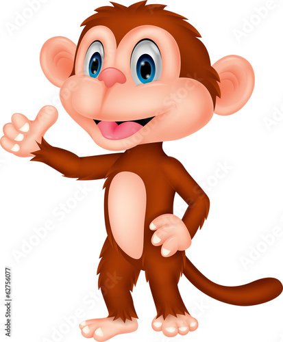 Cute monkey cartoon with thumb up