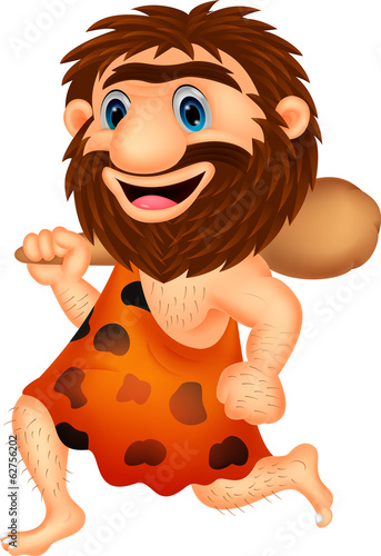 Funny caveman cartoon running