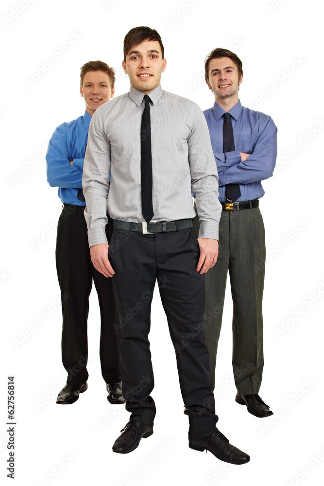 Three young business people standing on isolate background Three young business people standing on isolate background