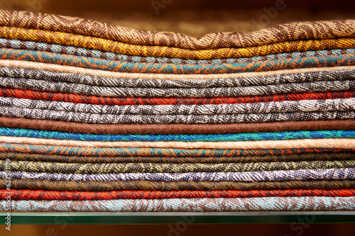 Wallpaper Mural Cashmere shawls on shop shelf Torontodigital.ca