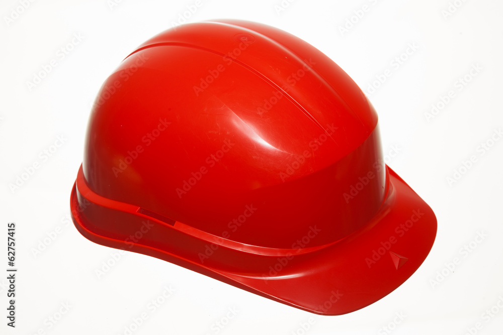 Red safety helmet of builder building worker isolated on white Red safety helmet of builder building worker isolated on white
