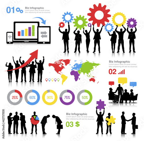 Global Business Themed with Infographics Vector