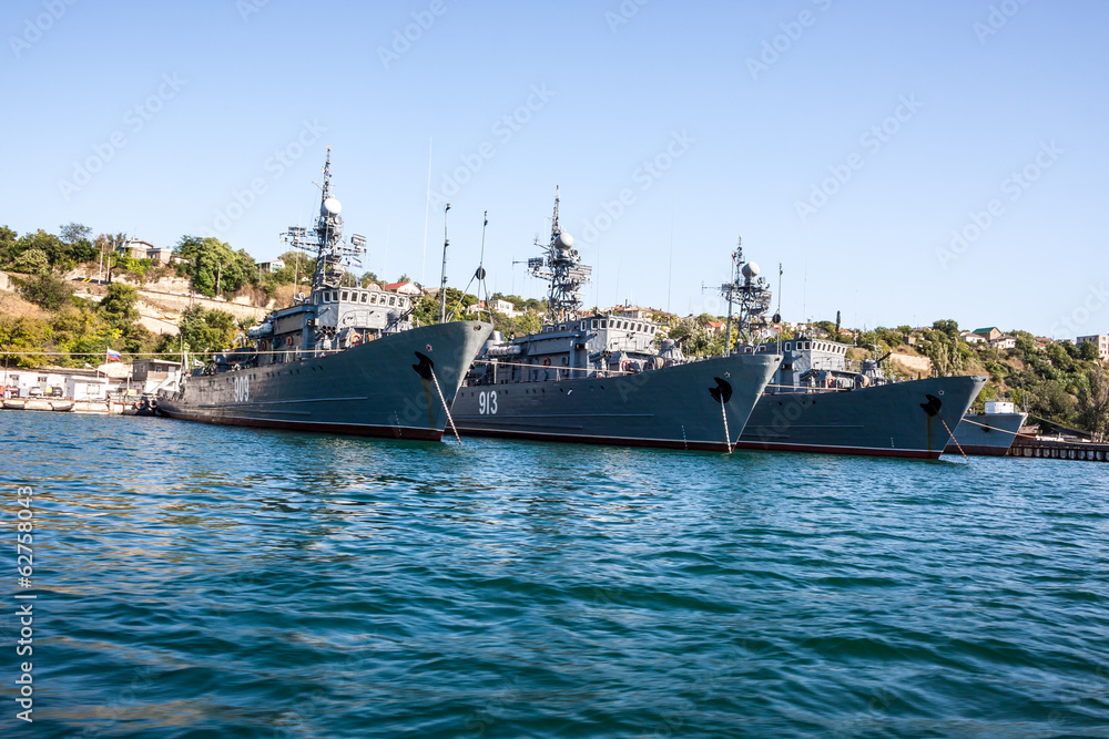 Russian warship in the Bay, Sevastopol, Crimea