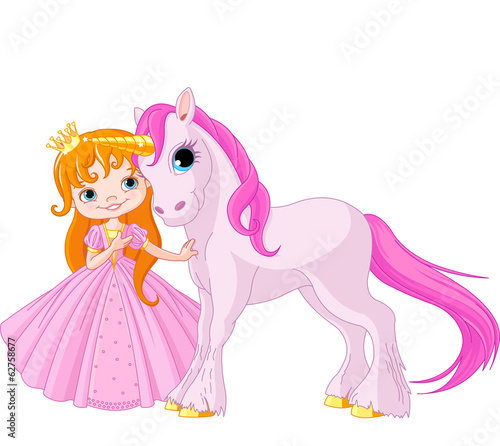 Cute Princess and Unicorn