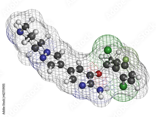 Crizotinib anti-cancer drug molecule. Inhibitor of ALK and ROS1 photo
