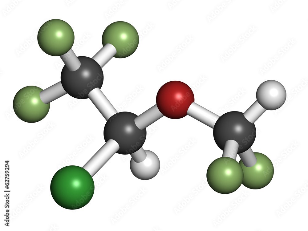 Obraz premium Isoflurane anesthetic drug molecule.