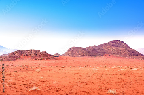 Scenic Jordanian desert in Wadi Rum  Jordan at early-morning.