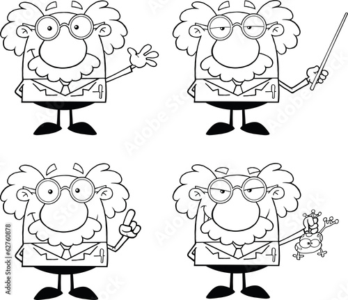 Black And White Funny Scientist Or Professor 1  Collection Set