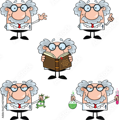 Funny Scientist Or Professor Different Poses 2  Collection Set