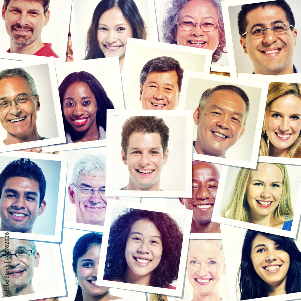Polaroid Portraits Of Multi-Ethnic Group Of People Smiling Polaroid Portraits Of Multi-Ethnic Group Of People Smiling
