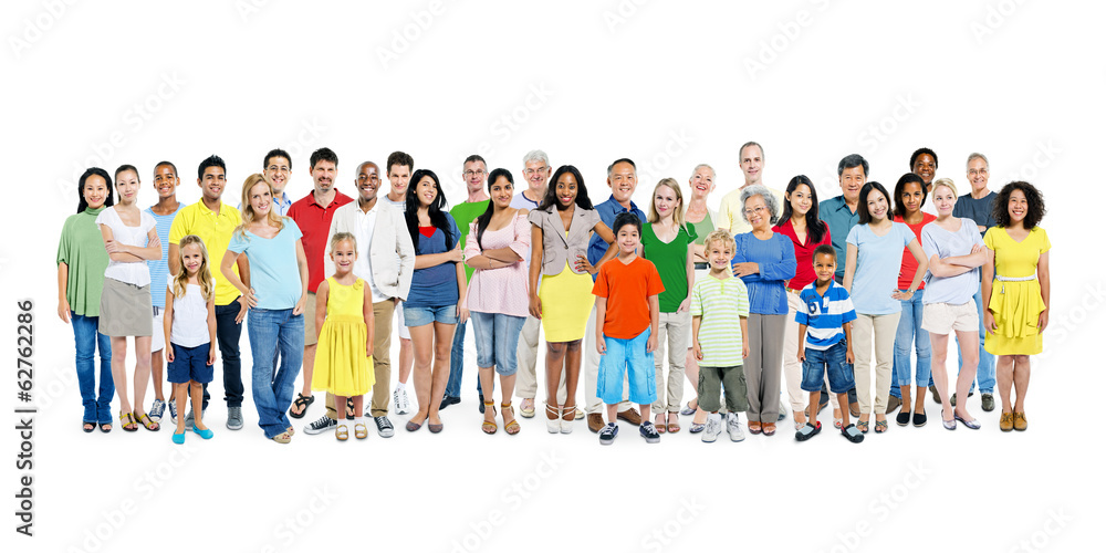 Obraz premium Large Group of Diverse Colorful Happy People