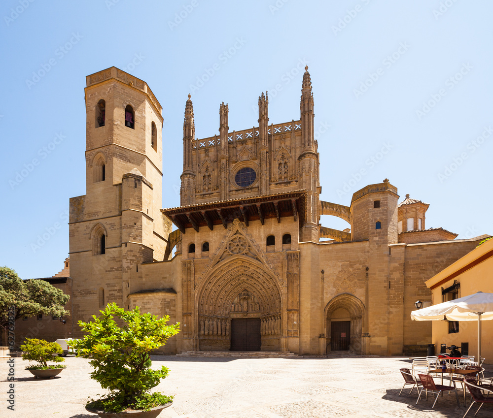  Huesca Cathedral in sunny day