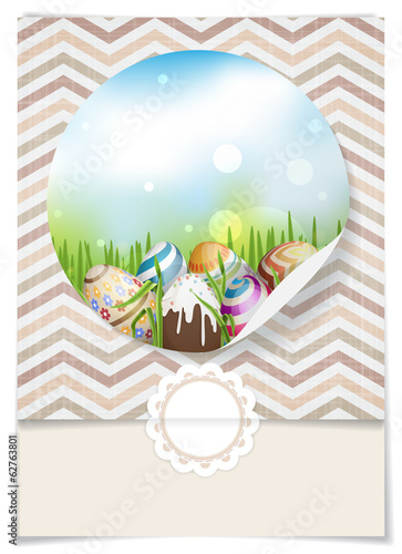 Easter Background With Eggs In Grass.