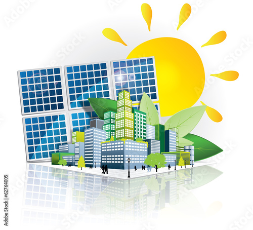 panneaux phiotovoltaïque et ville