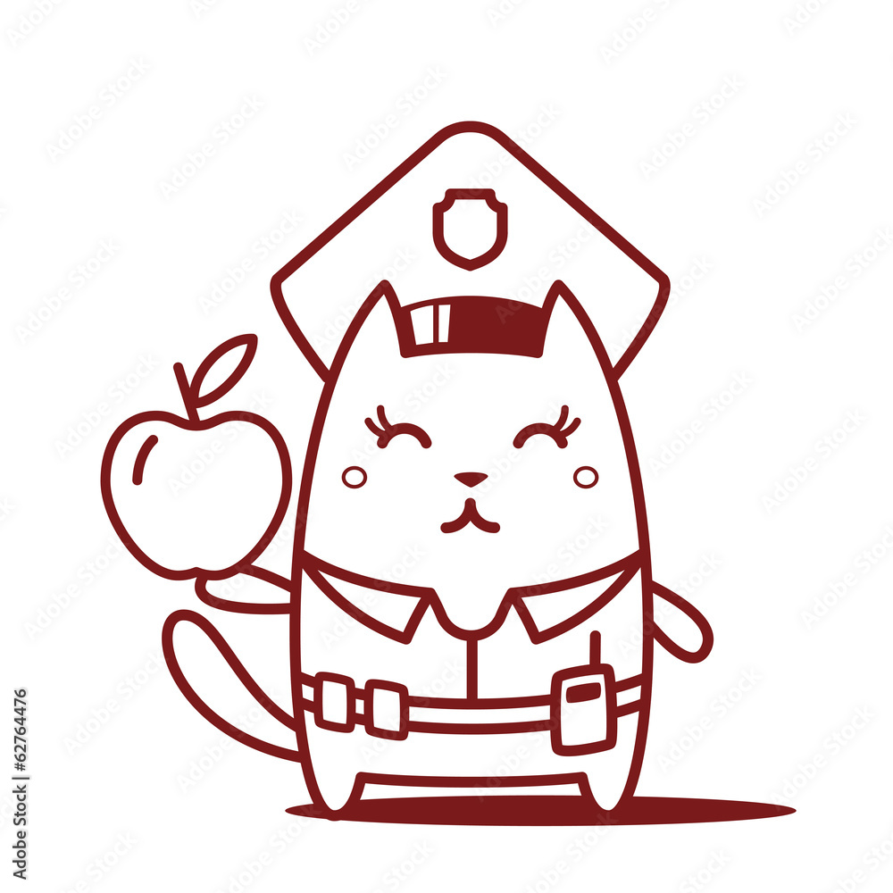 Character police in officer's cap and in the form of police with Character police in officer's cap and in the form of police with