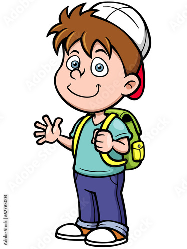 Vector illustration of boy go to school