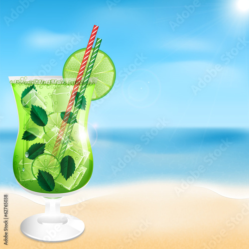 Mojito cocktail on the beach