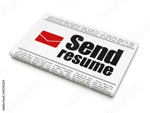 Business concept: newspaper with Send Resume and Email