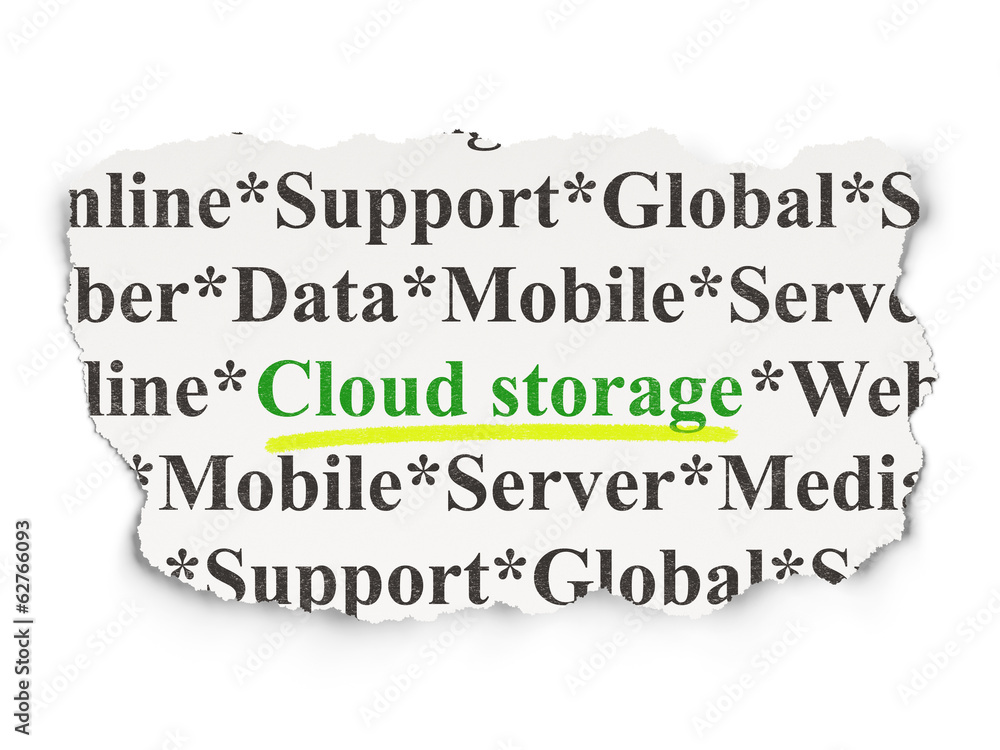 Cloud networking concept: Cloud Storage on Paper background