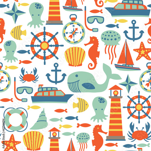 seamless pattern with sea icons