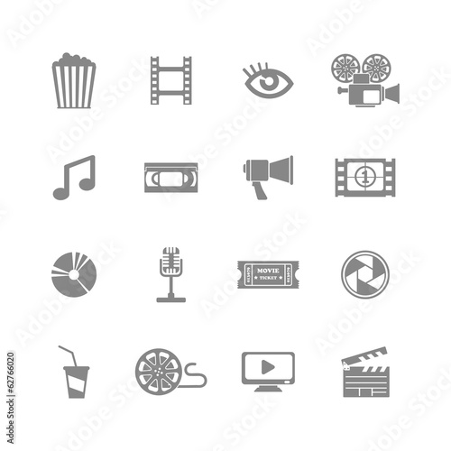 set of monochrome movie icons