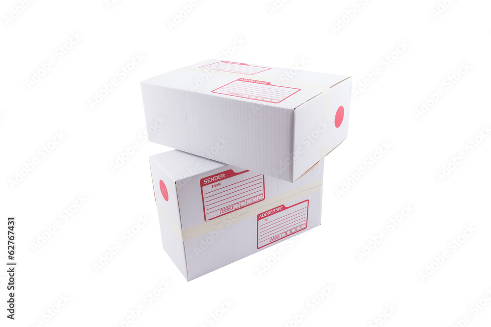 isolated of the white box for packaging with shipping from post isolated of the white box for packaging with shipping from post