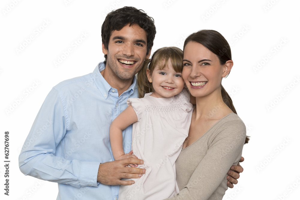 Happy young Family standing on white background, isolated Happy young Family standing on white background, isolated