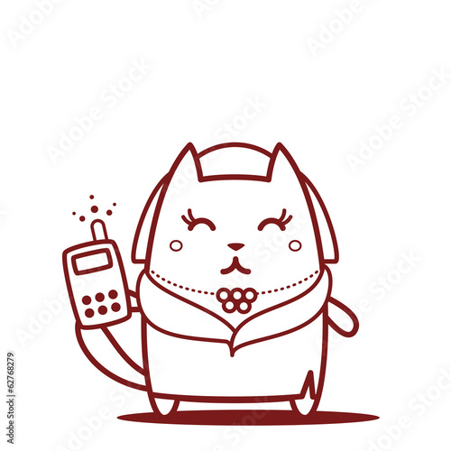 Character rich lady in a fur coat and a necklace line art