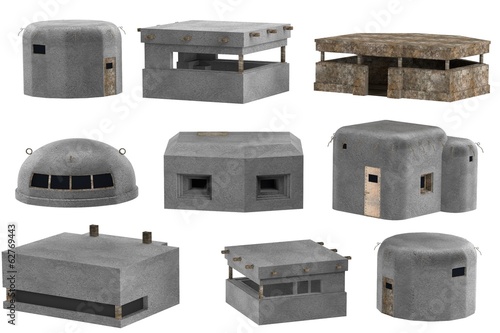 realistic 3d render of bunkers photo