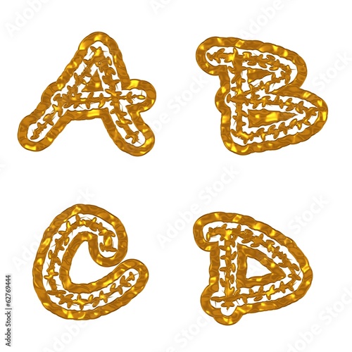 A,B,C,D, Buchstaben,Crandall,Gold photo