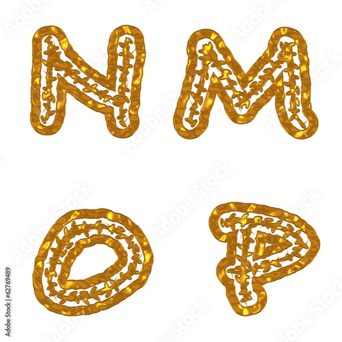 N,M,O,P, Buchstaben,Crandall,Gold photo