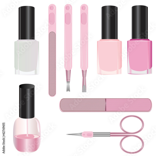 Set of manicure accessories isolated on a white background.